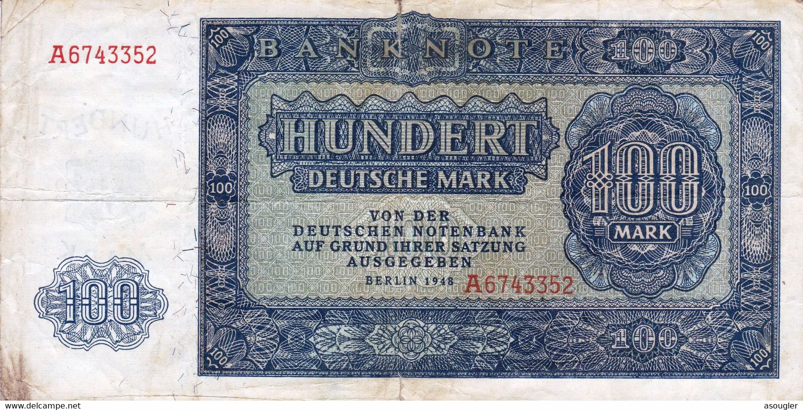 Germany 100 Deutsche Mark 1948 F P-15a "free Shiping Via Registered Air Mail" - 100 Deutsche Mark