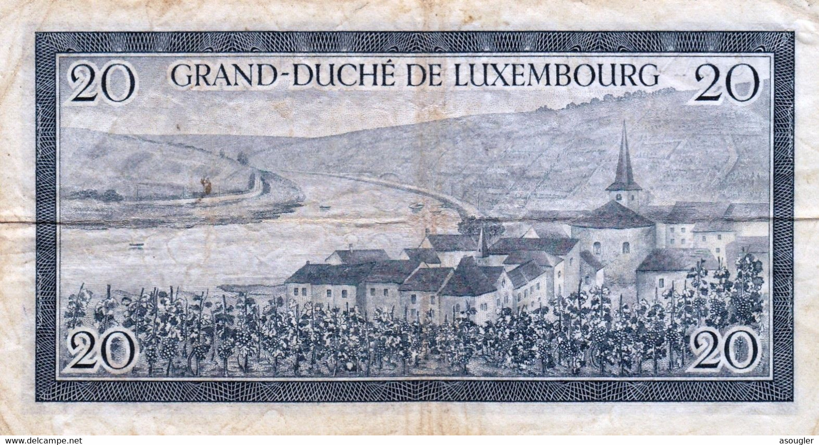 Luxembourg 20 Francs ND 1955 F P-49a "free Shipping Via Registered Air Mail" - Luxembourg