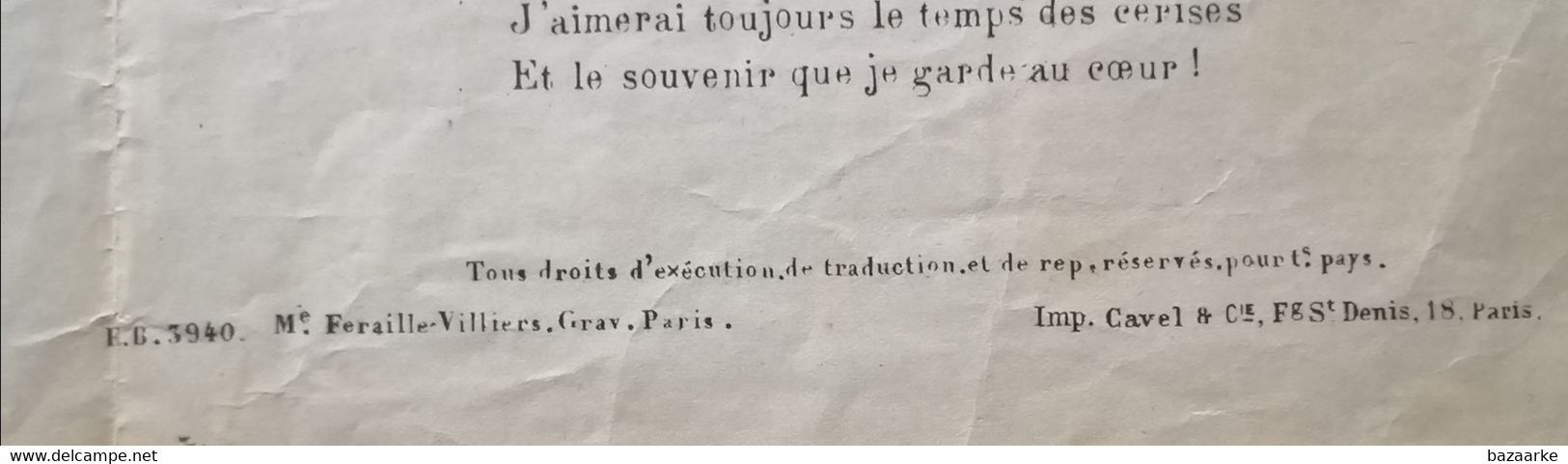 MUZIEK.. TEMPS DES CERISES / MUSIQUE DE A. RENARD / REPERTOIRE ANNA THIBAUD / J. WOLFF - Scholingsboek