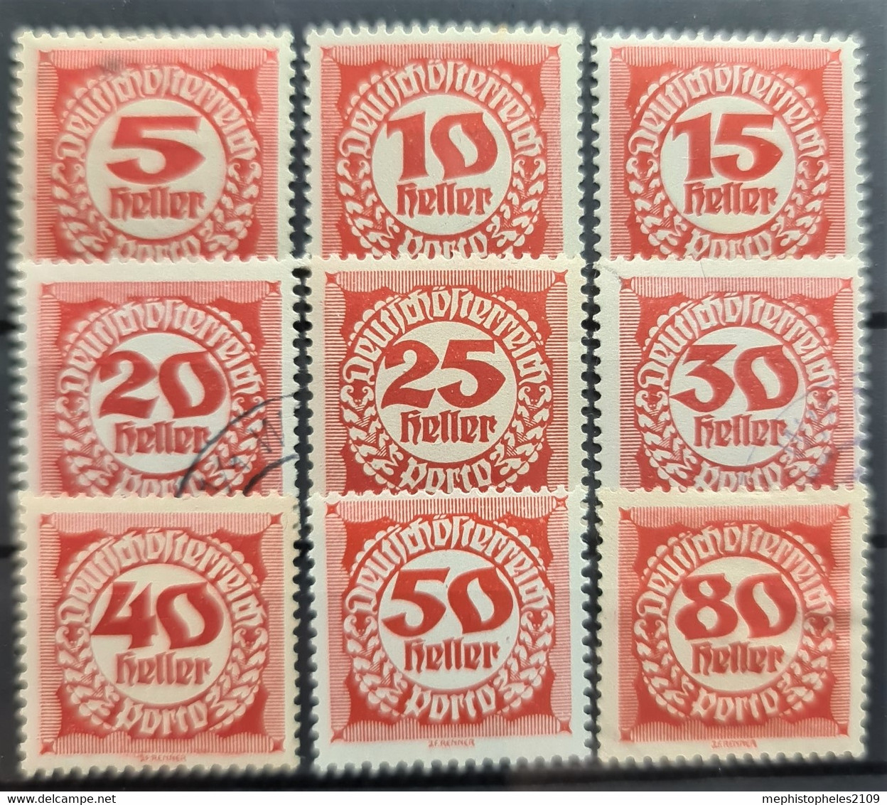 AUSTRIA 1919/21 - MLH/canceled - ANK 75-83 - PORTO - Strafport