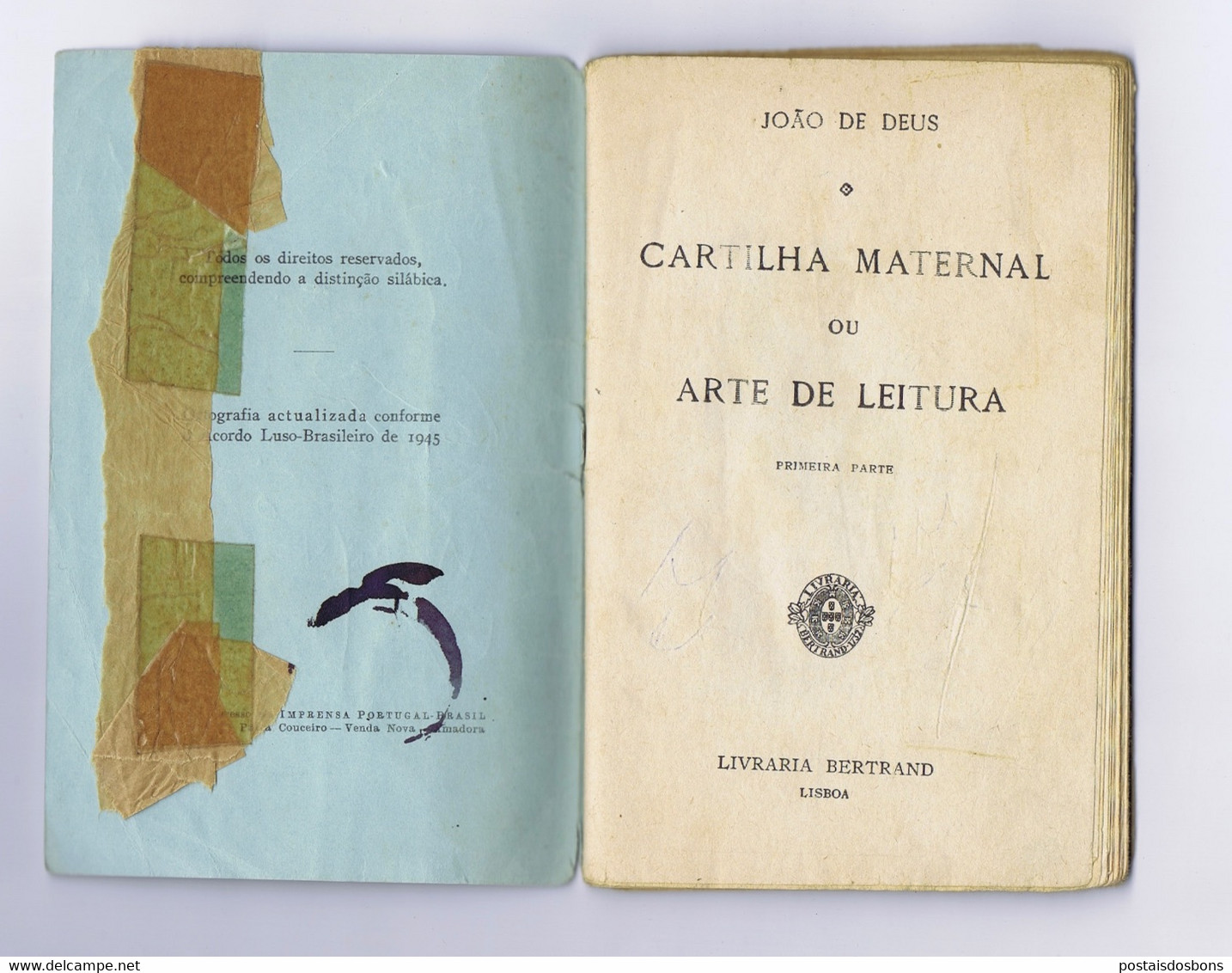 M1 A) Portugal João De Deus CARTILHA MATERNAL OU ARTE DE LEITURA 1ª Parte Ed. Livraria Bertrand - Scolastici