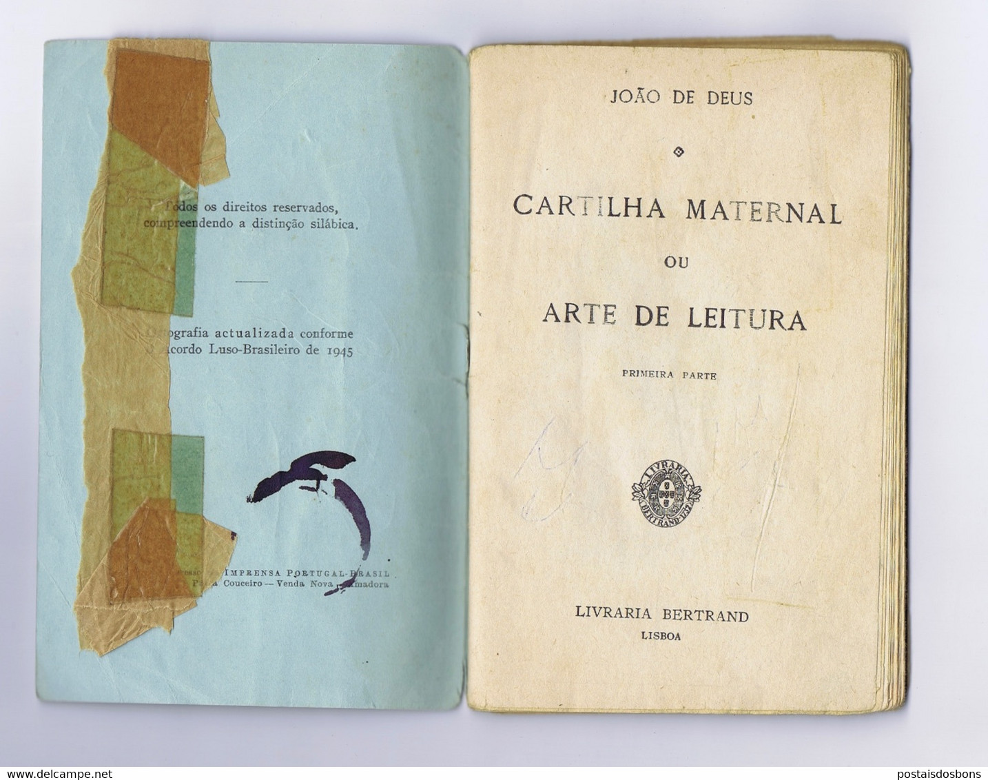 M1 A) Portugal João De Deus CARTILHA MATERNAL OU ARTE DE LEITURA 1ª Parte Ed. Livraria Bertrand - Schulbücher