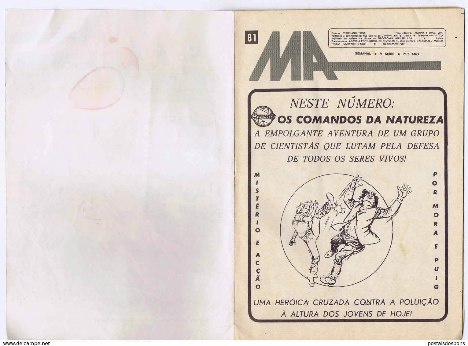 M1 A) Portugal Banda Desenhada BD MUNDO DE AVENTURAS - COMANDOS DA NATUREZA #81 17.04. 1975 - BD & Mangas (autres Langues)