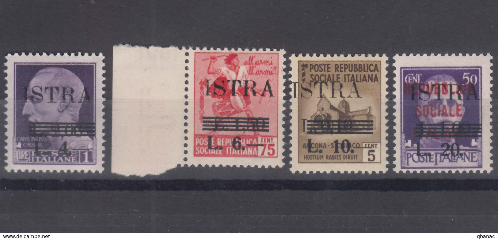 Italy Occupation In WWII Yugoslavia Istria, Pola Provisory Issue 1945 Sassone#37-40 Mi#34-37 Mint Never Hinged - Yugoslavian Occ.: Istria