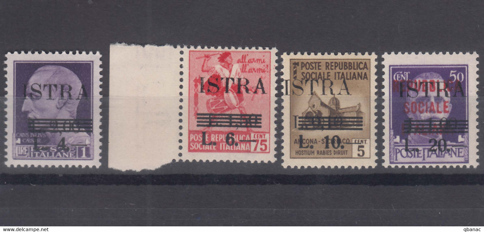 Italy Occupation In WWII Yugoslavia Istria, Pola Provisory Issue 1945 Sassone#37-40 Mi#34-37 Mint Never Hinged - Occup. Iugoslava: Istria