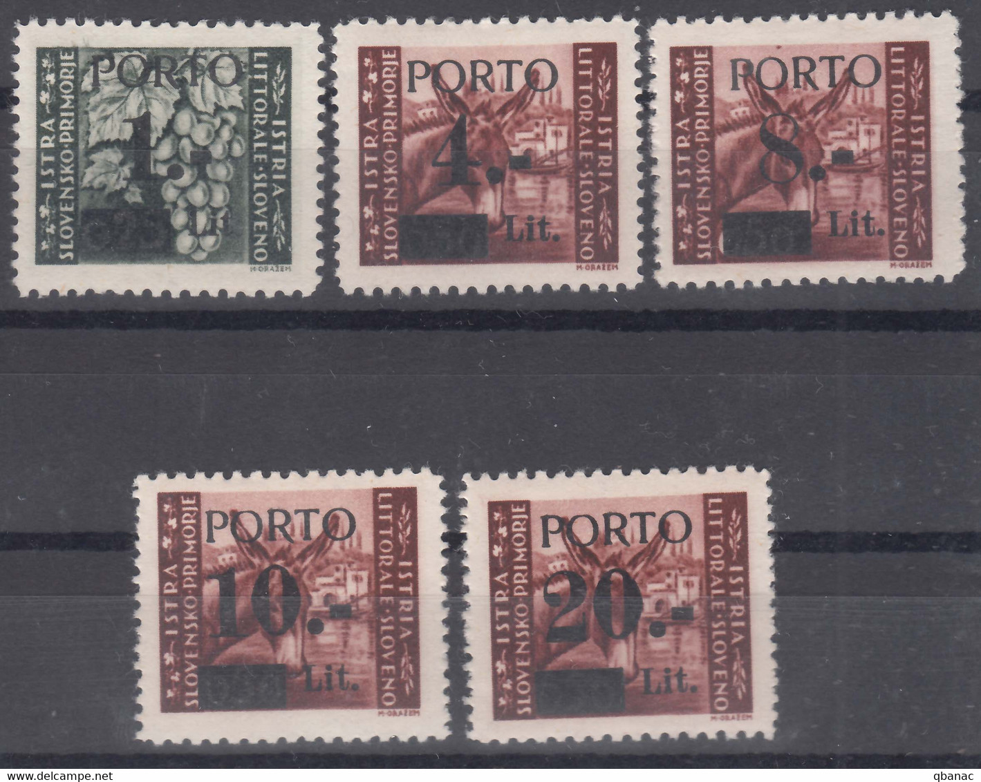 Istria Litorale Yugoslavia Occupation, Porto 1945 Sassone#1-5 Mint Hinged - Jugoslawische Bes.: Istrien