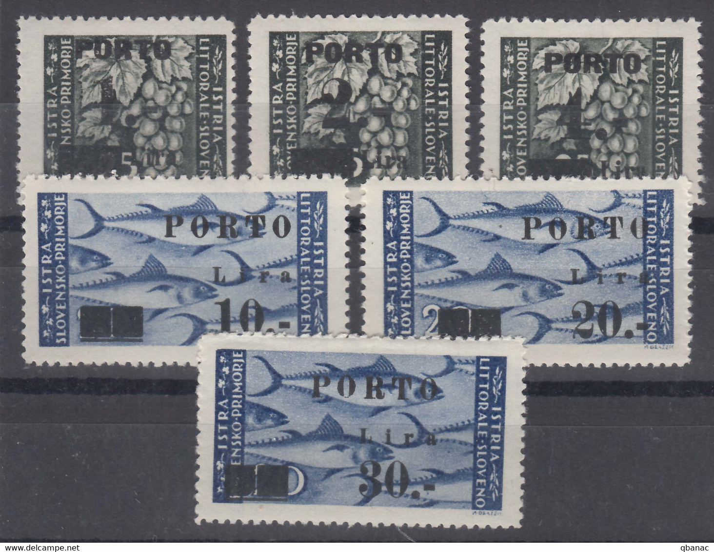 Istria Litorale Yugoslavia Occ., Porto 1946 Sassone#14-19 Complete Set, Overprint I (14-16) Overprint II (17-19), Mh - Jugoslawische Bes.: Istrien