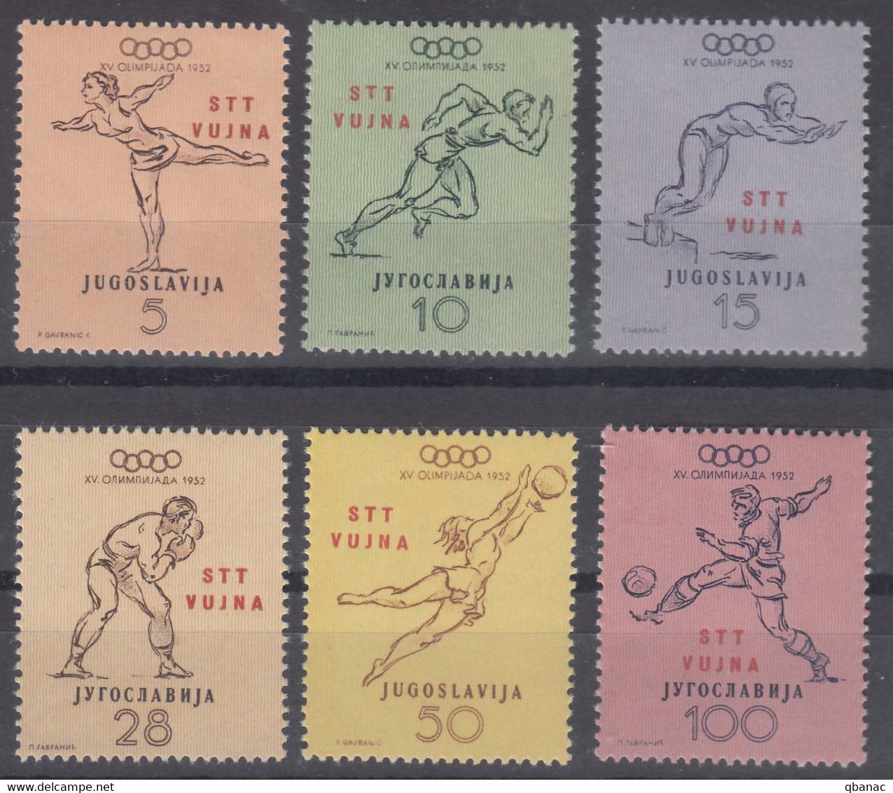 Italy Yugoslavia Trieste Zone B, Olympic Games 1952 Mi#70-75, Sassone#56-61 Mint Never Hinged - Mint/hinged