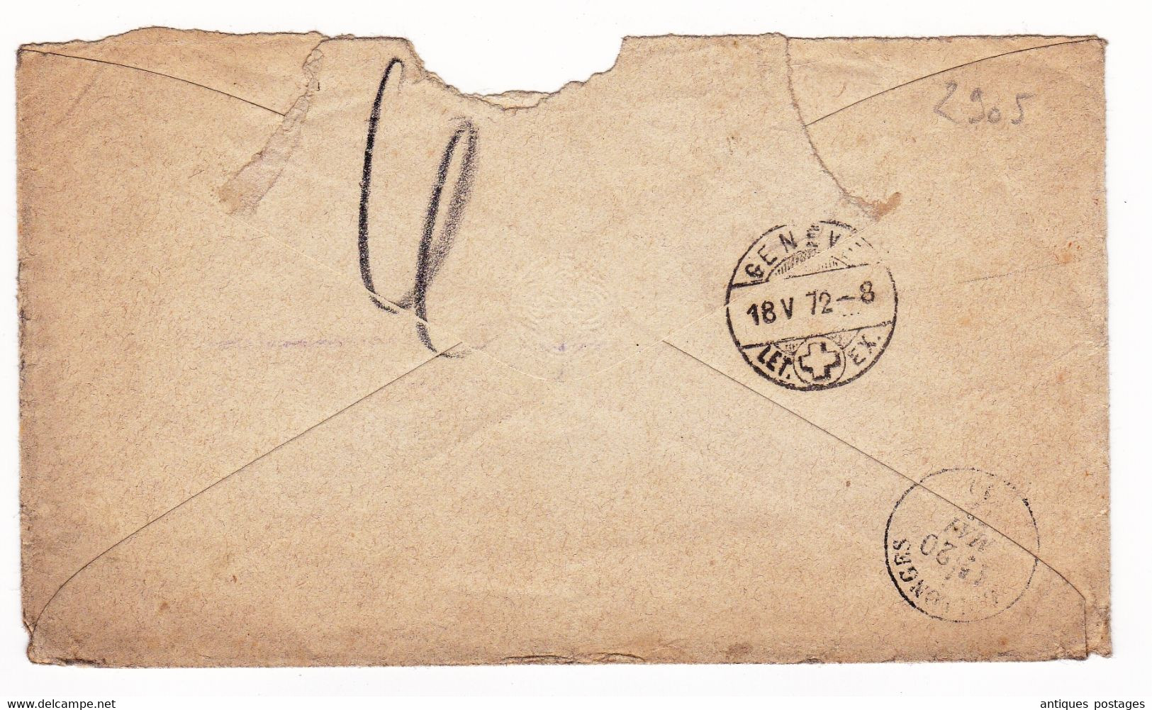 Lettre Genève 1872 Suisse Entier Postal + Helvetia Assise Damond & Coulin Maison de Commission Collonges Ain