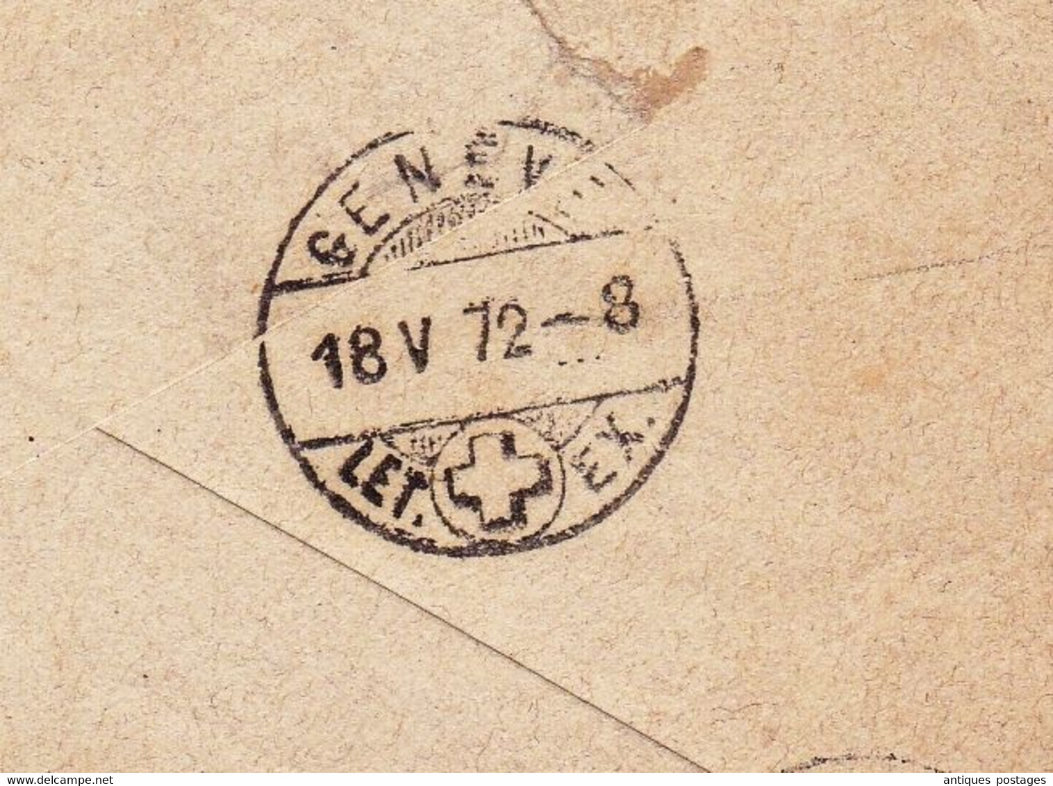 Lettre Genève 1872 Suisse Entier Postal + Helvetia Assise Damond & Coulin Maison de Commission Collonges Ain