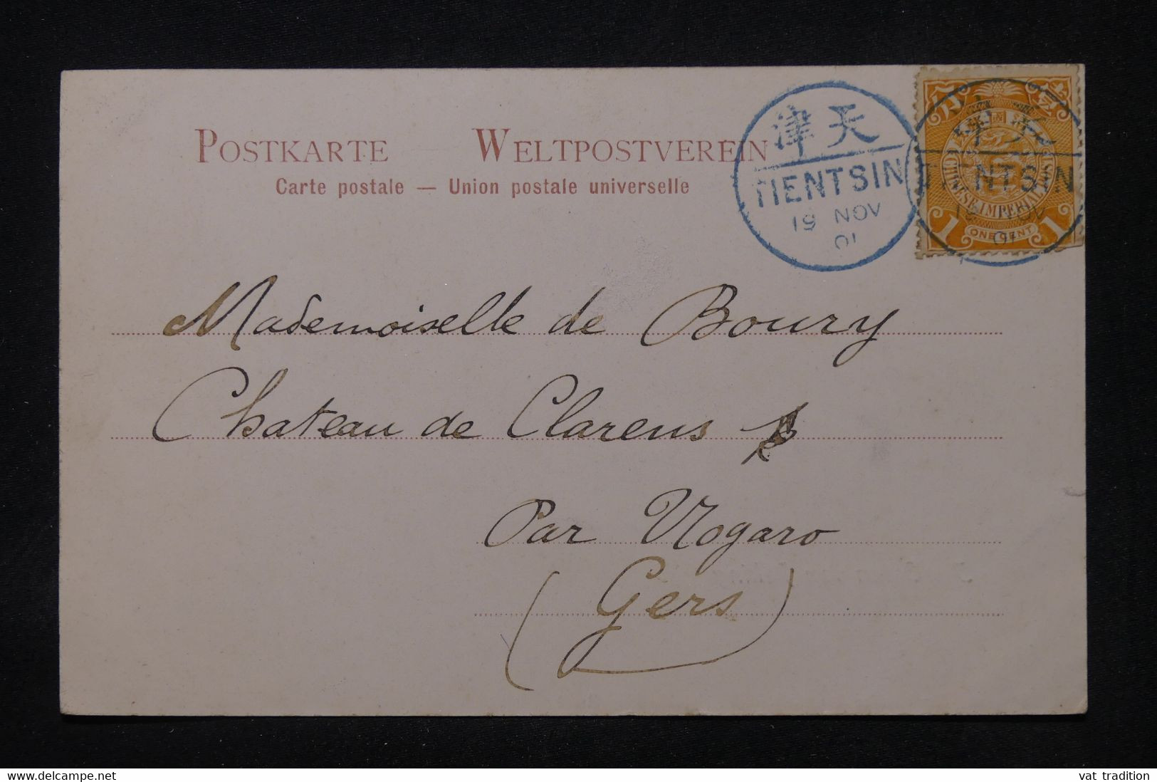 CHINE - Affranchissement Dragon De Tientsin Sur Carte Postale En 1901 Pour La France - L 105280 - Briefe U. Dokumente