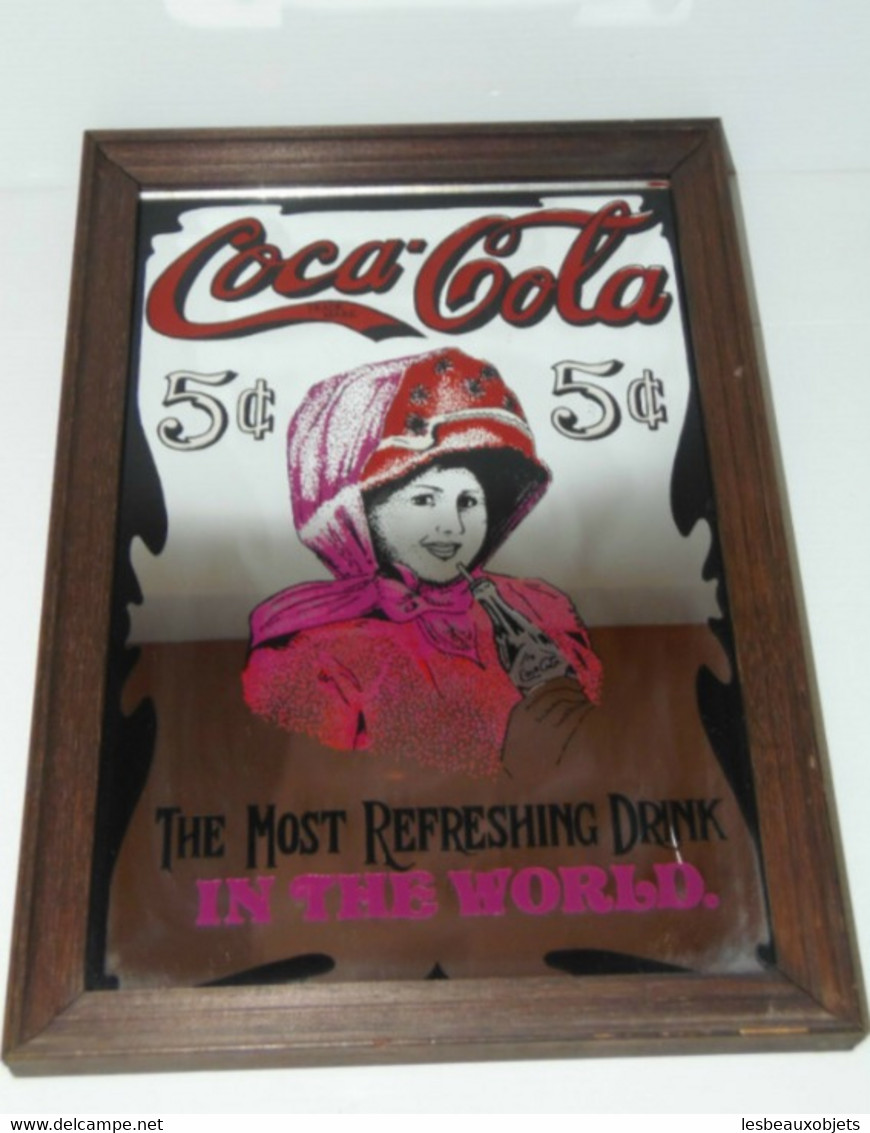 GLACE MIROIR MURAL PUBLICITE SERIGRAPHIE COCA COLA PUB DECO COLLECTION VINTAGE VITRINE - Andere & Zonder Classificatie