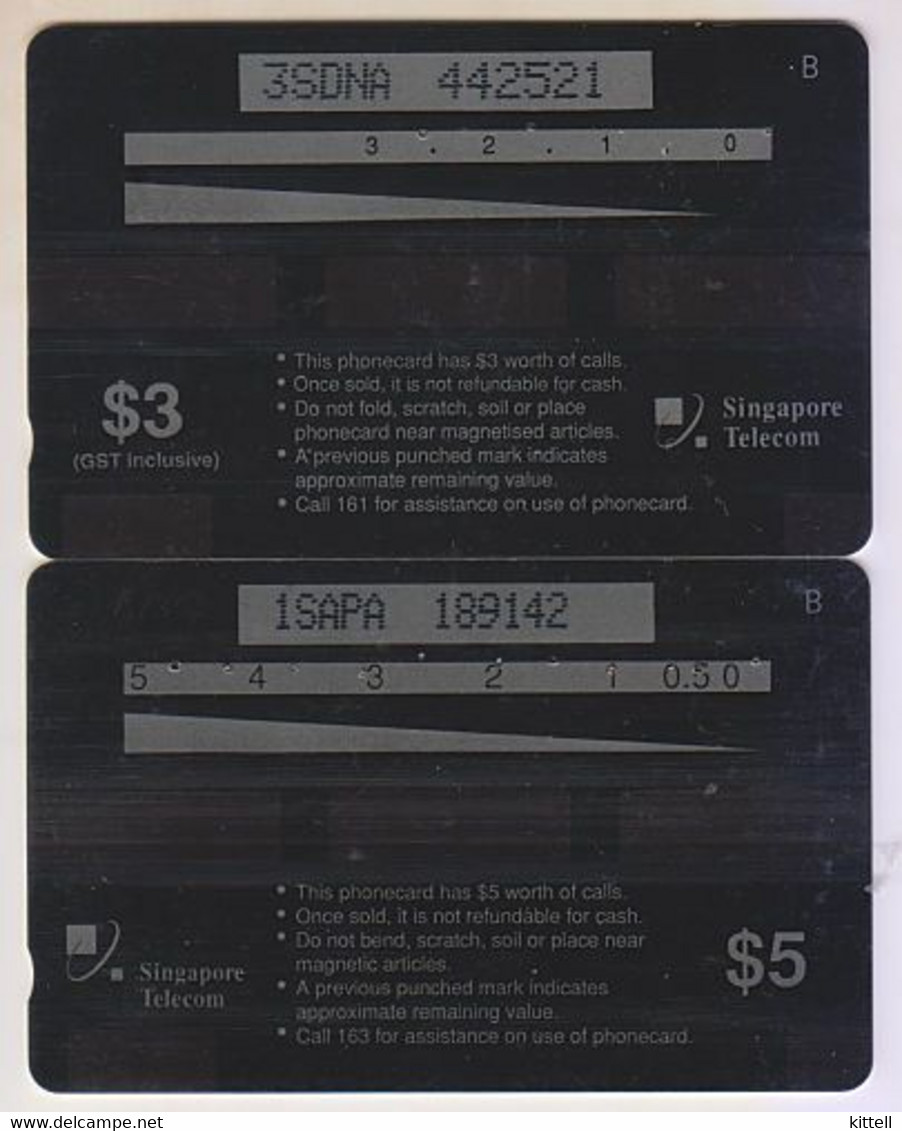Singapore Old Phonecards Singtel Communications Network Used 2 Cards - Singapore