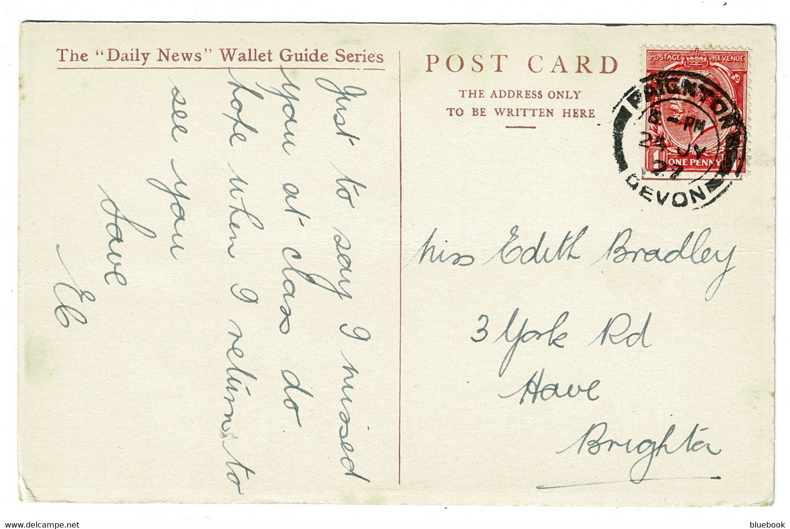 Ref  1494  -  1927 Postcard - The Promenade Paignton Devon - Paignton