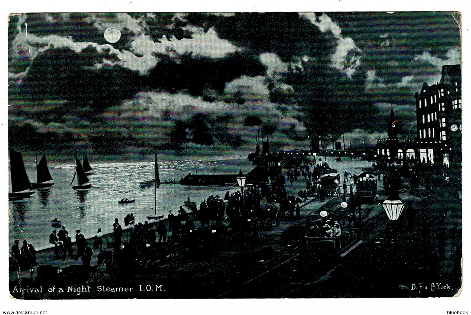 Ref  1494  -  1903 Postcard - Arrival Of A Night Steamer - Douglas Isle-of-Man - Isle Of Man