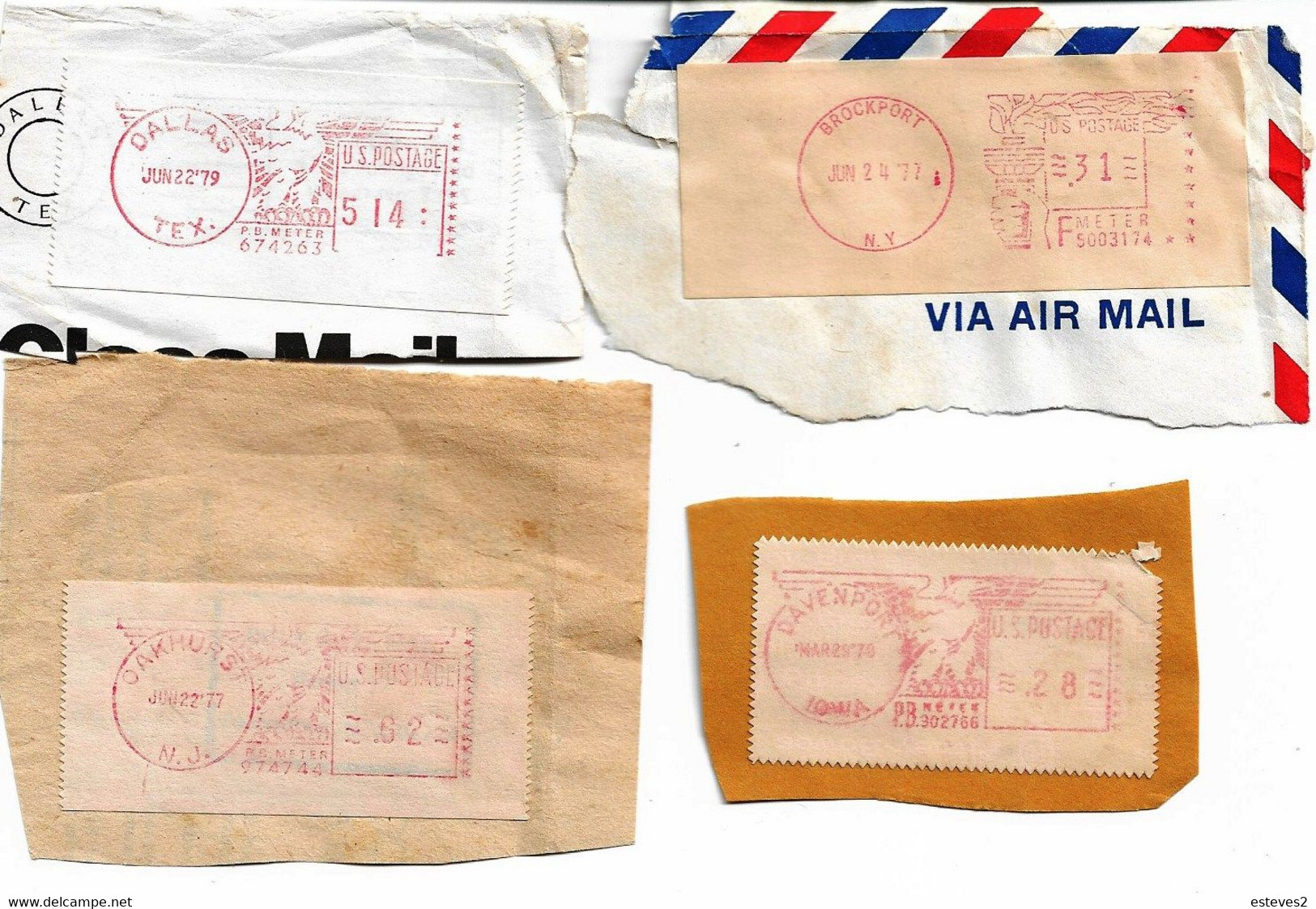 USA 1970's  , Postmarks On Fragment , Brockport N.Y. , Dallas Texas , Davenport Iowa , Oakhurst New Jersey - Sonstige & Ohne Zuordnung