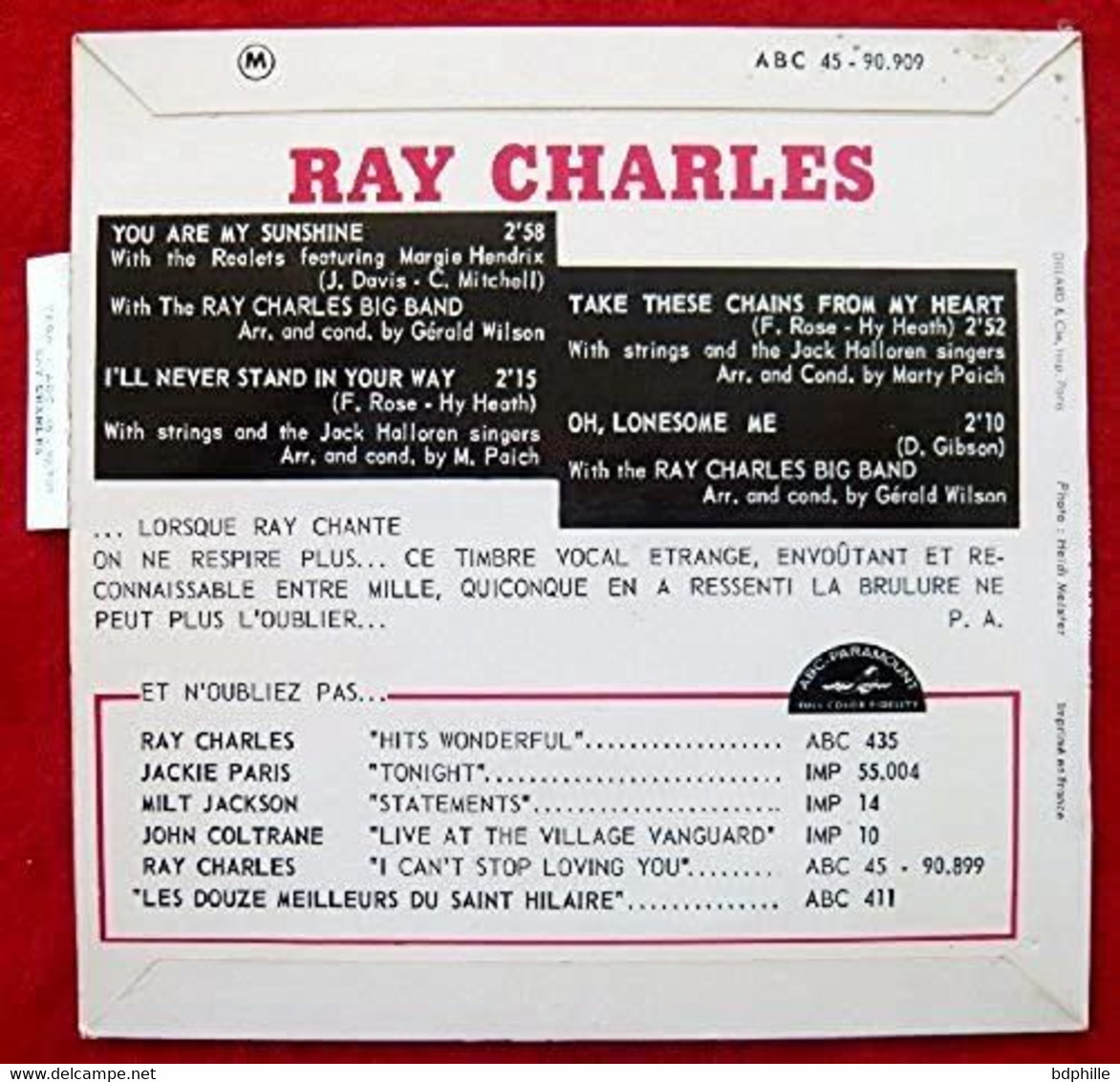 Ray Charles You Are My Sunshine EP  45 ABC 90909 - Soul - R&B
