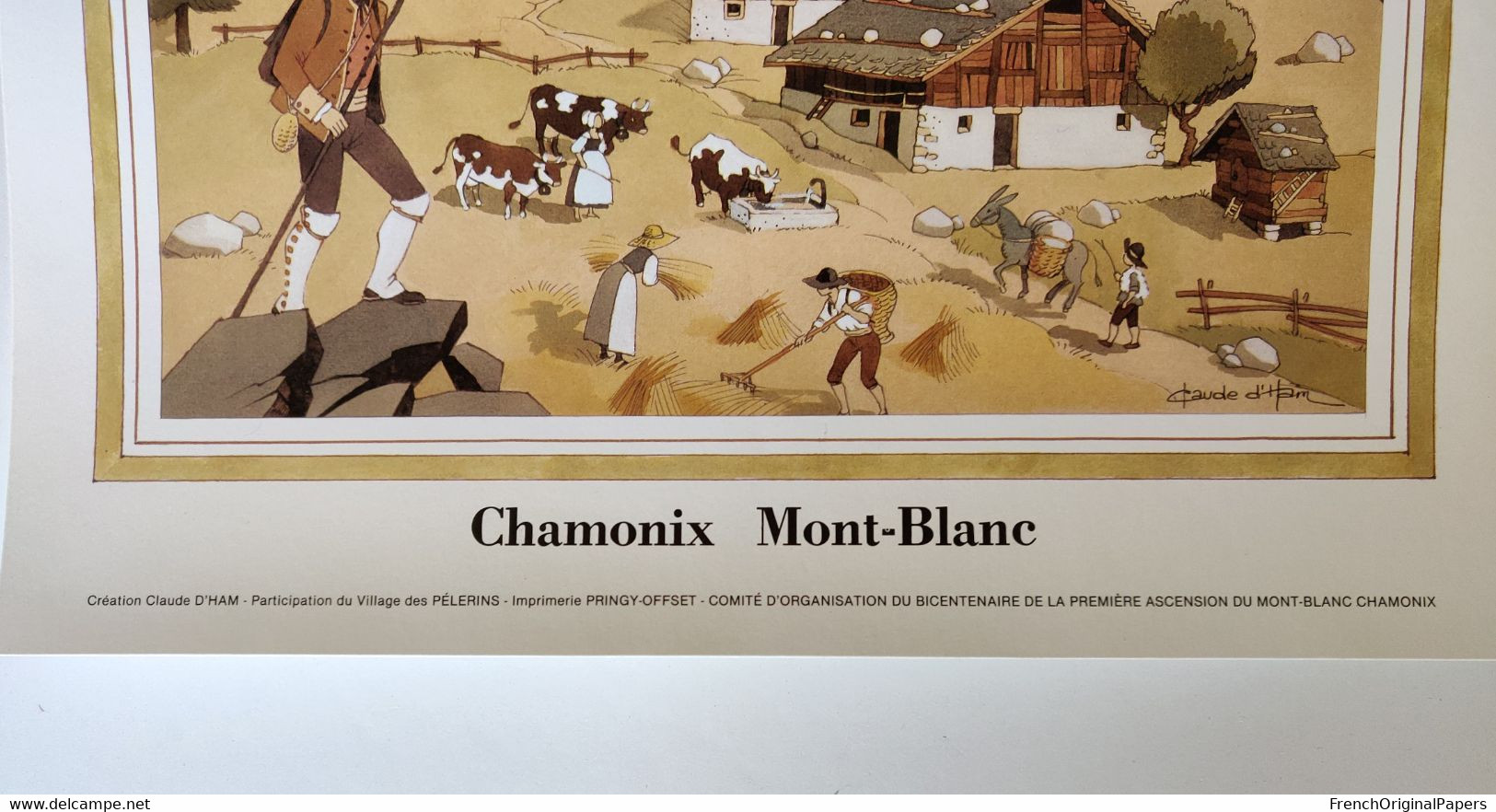 Affiche Pellarins 1986 Les Pélerins Chamonix Mont-Blanc Jacques Balmat Claude D'Ham Bicentenaire Ascension Alpinisme - Afiches