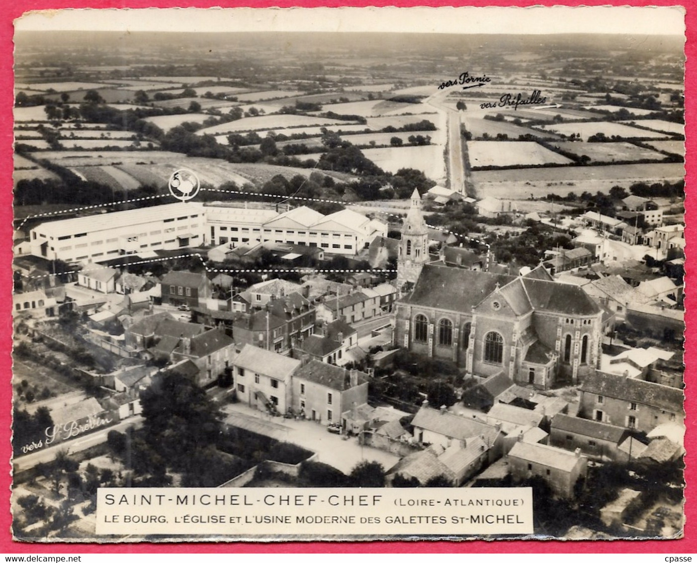 CPSM Commerciale 44 St SAINT-MICHEL-CHEF-CHEF Bourg, Eglise, Usine Moderne Des Galettes... - Saint-Michel-Chef-Chef