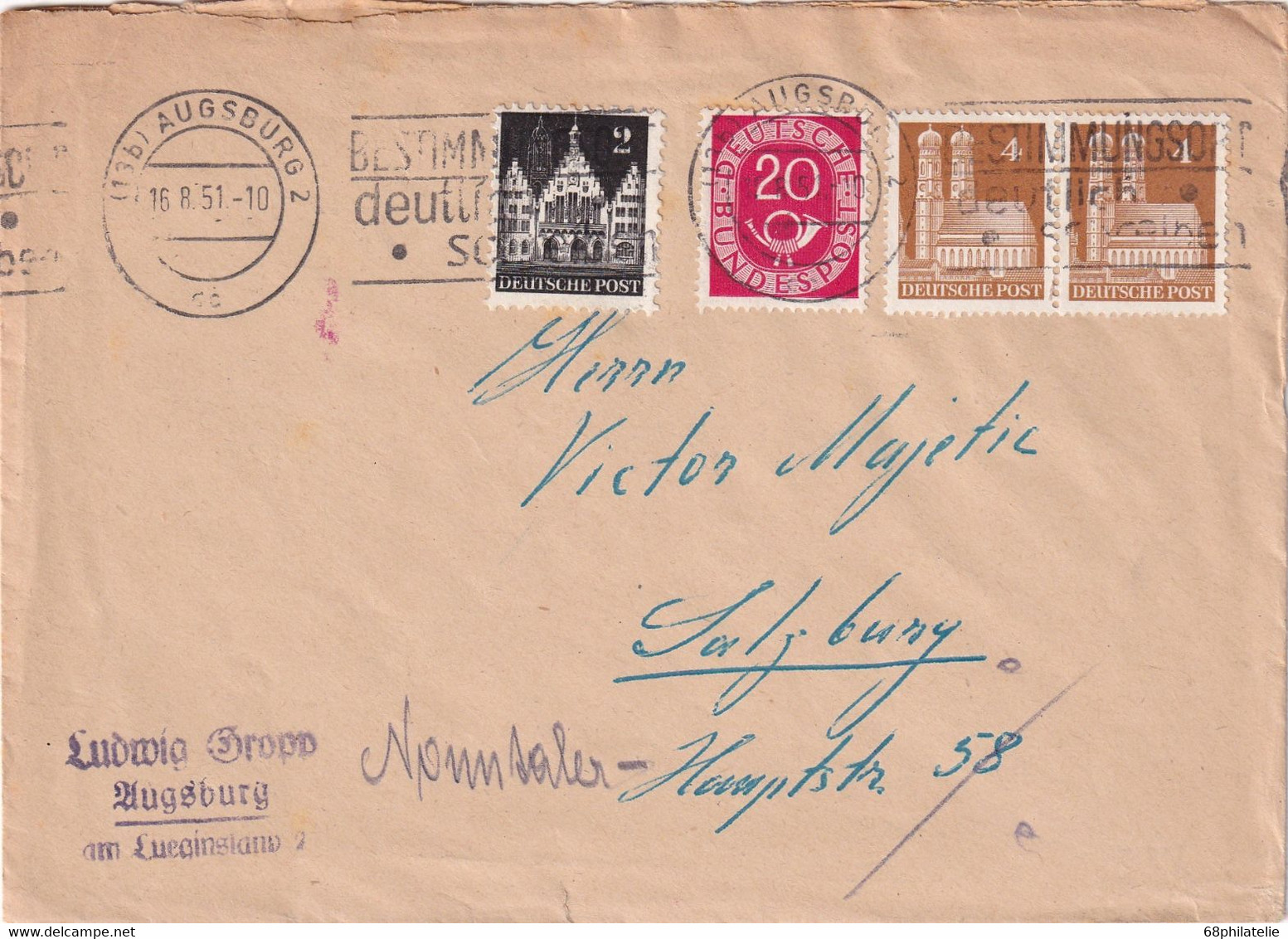 BUND 1951 LETTRE DE AUGSBURG - Cartas & Documentos