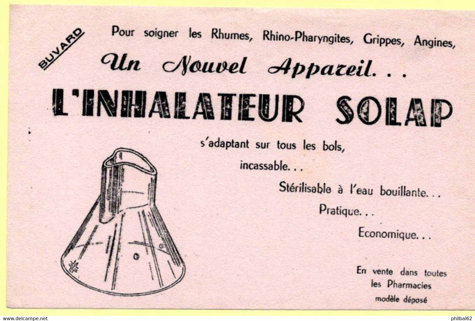 Buvard Inhalateur Solap, Pour Soigner Rhumes, Grippes, Angines... - H
