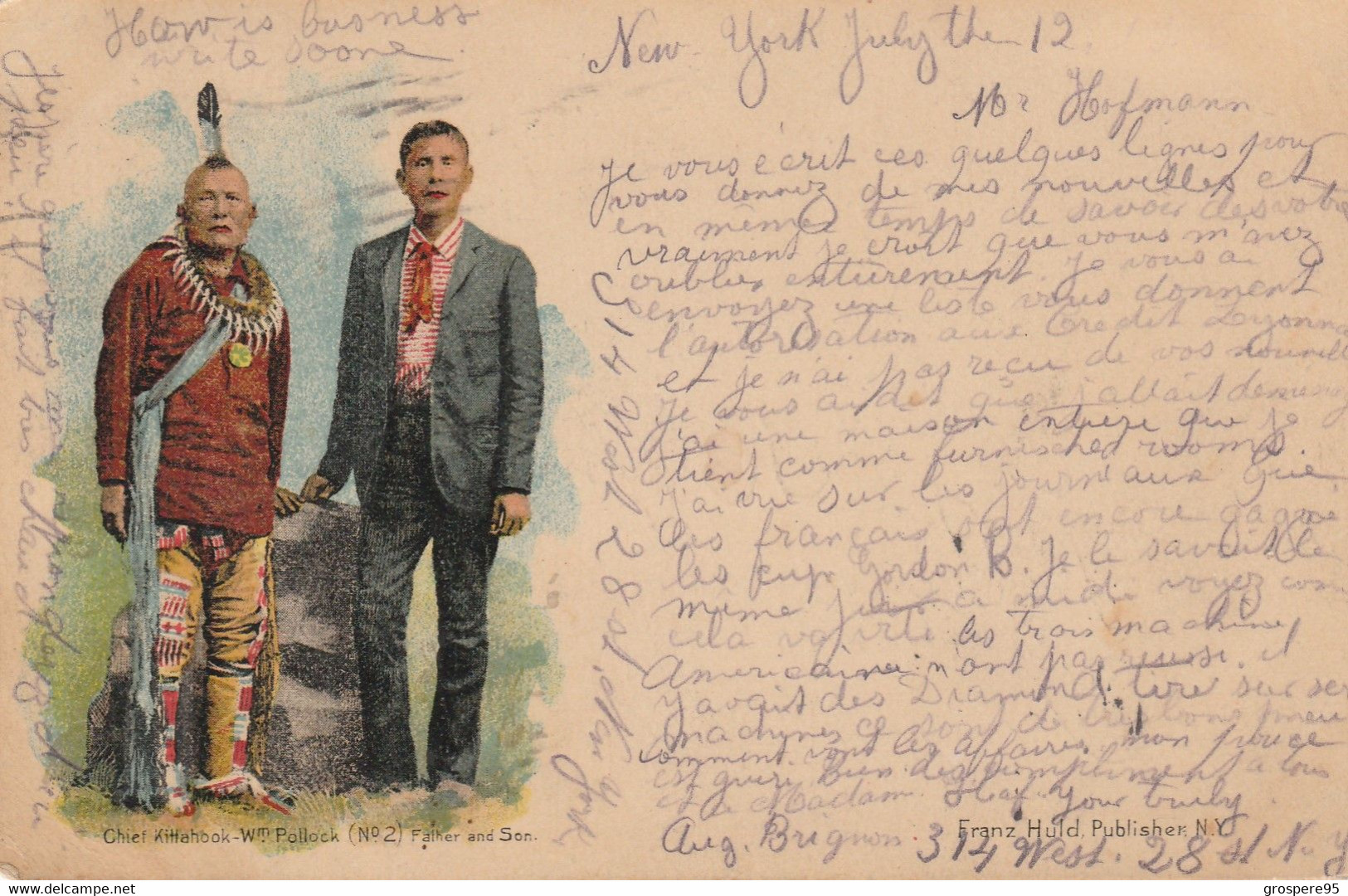 CHIEF KITTAHOOK Wm POLLOCK N°2 FATHER AND SON POSTE DE NEW YORK 1905 - Other & Unclassified