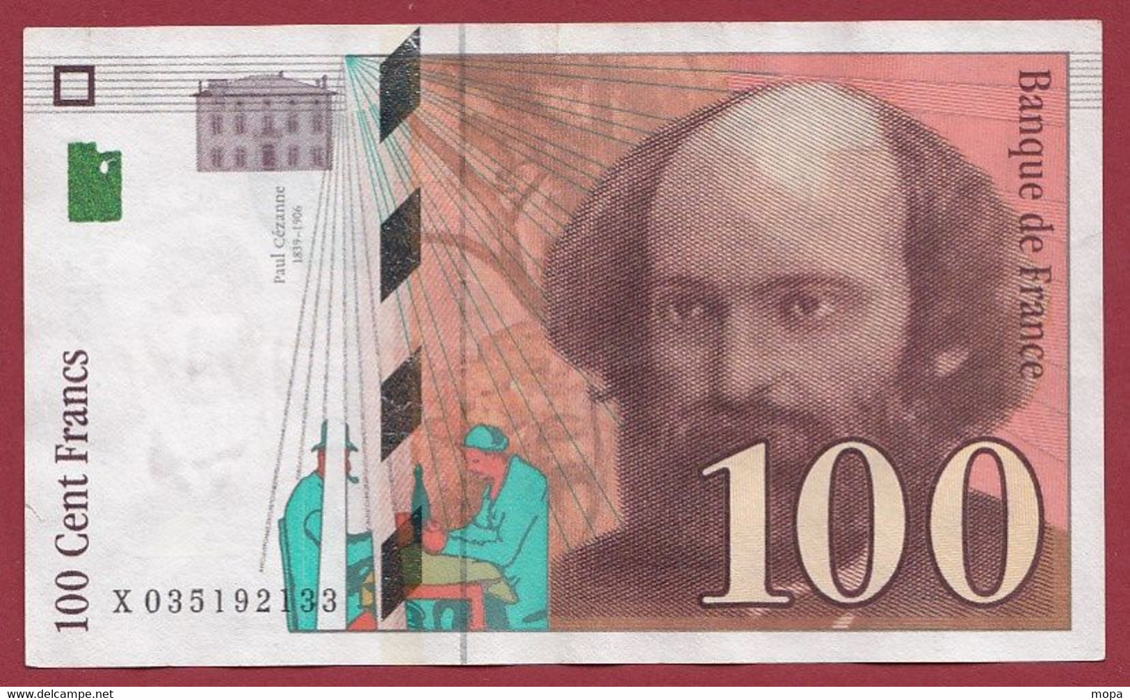 France 100 Francs "Cézanne" --1997--ALPH-X--Numéro -035192133---- .dans L 'état (P.71) - 100 F 1997-1998 ''Cézanne''