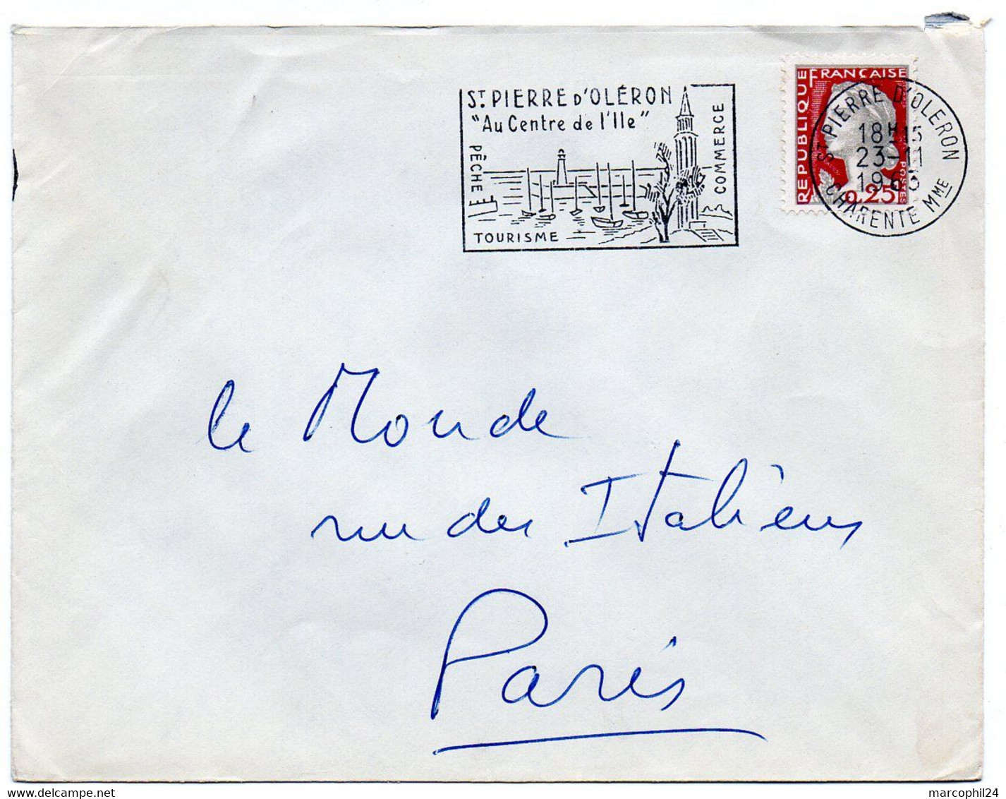 CHARENTE - Dépt N° 16 = St PIERRE D' OLERON 1963 =  FLAMME Non Codée =  SECAP Illustrée' Au Centre De L'ile ' - Mechanical Postmarks (Advertisement)