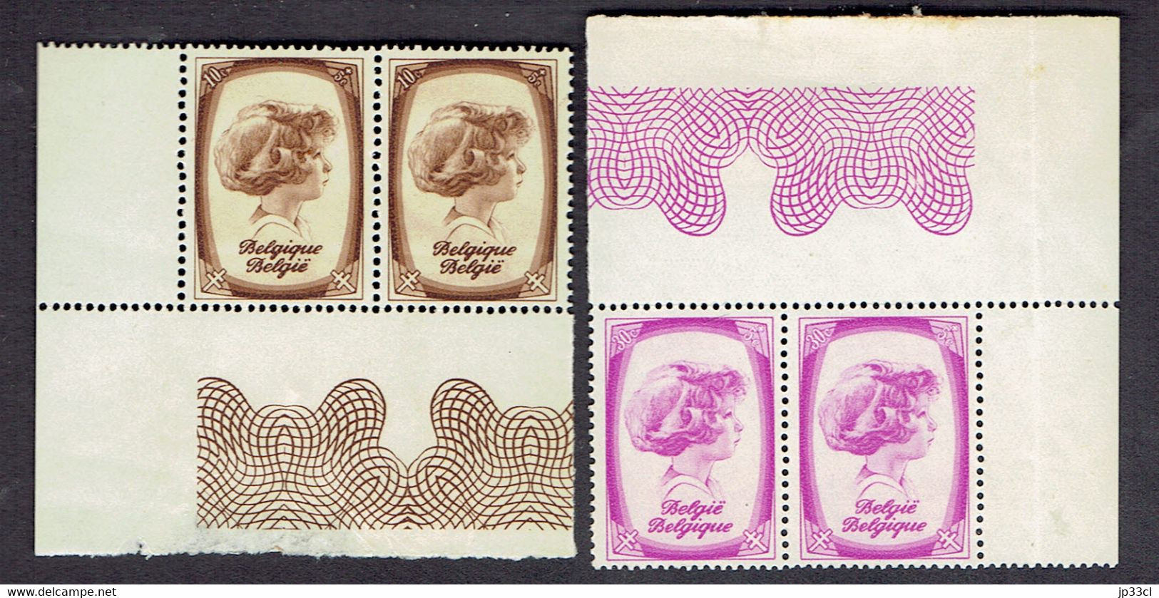 2 Paires Des Timbres Antituberculeux Prince Albert COB N° 488 & 489** Coin De Feuille - 1934-1935 Leopold III.