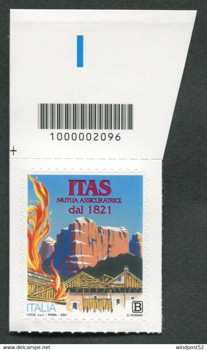 ITALIA 2021 - ANNIVERSARIO FONDAZIONE ITAS MUTUA - CODICE A BARRE -  MNH** 158 - Bar Codes