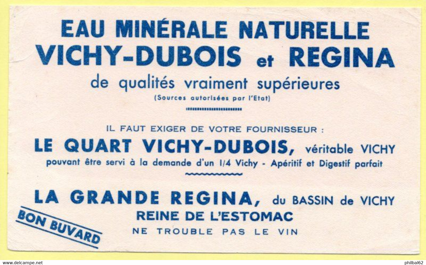 Buvard Eau Minérale Vichy-Dubois Et Régina. - E