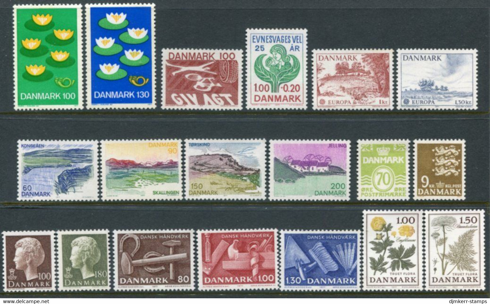 DENMARK 1977 Complete  Issues Except Definitive 120 Øre MNH / **. Michel 635-654 Except 650 - Nuevos