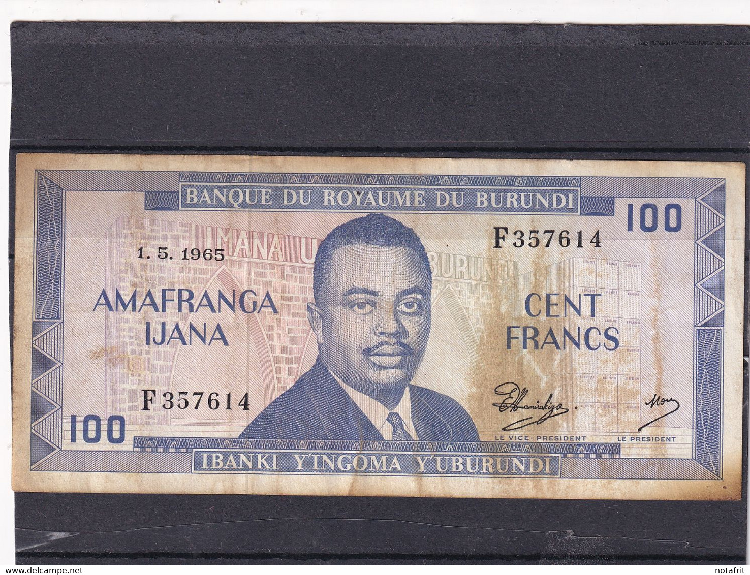 Burundi 100 Fr 1965 Royaume    See ,scan  R - Otros – Africa