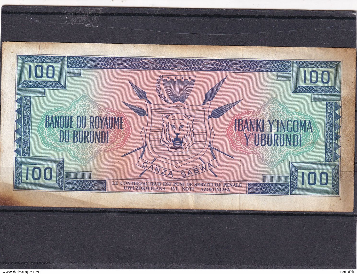 Burundi 100 Fr 1965 Royaume    See ,scan  R - Otros – Africa