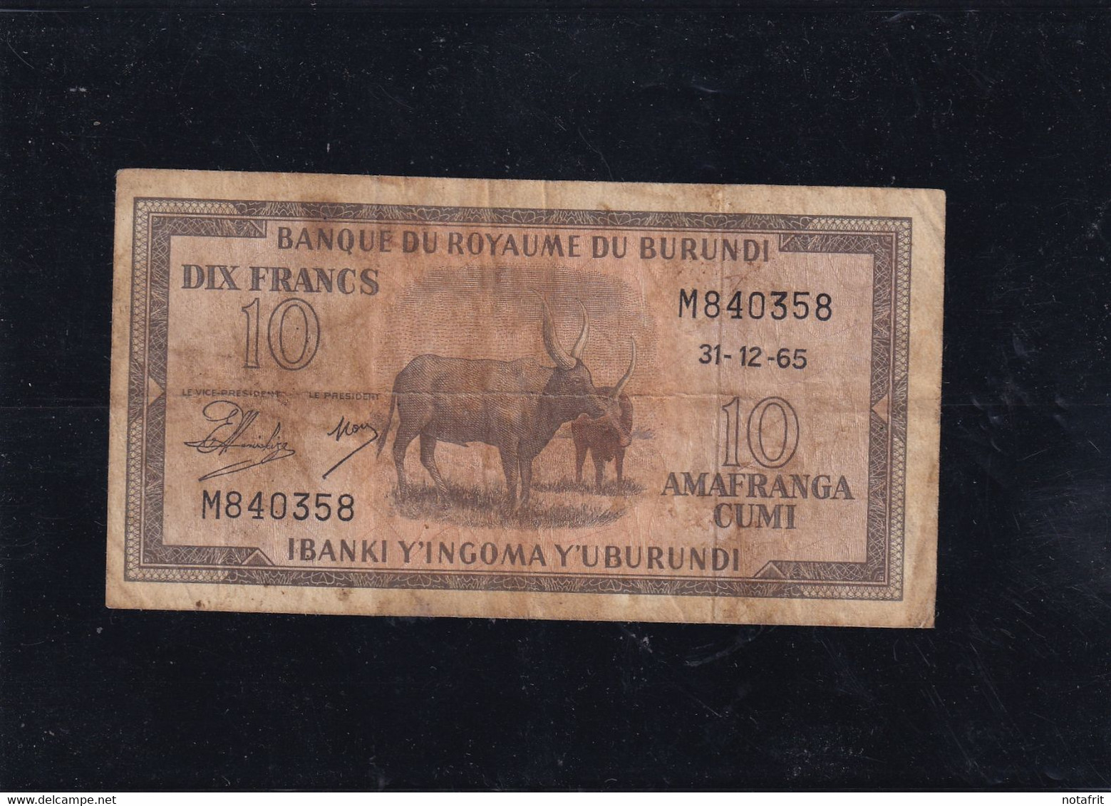 Burundi 10 Fr 1965 Royaume    See ,scan  R - Otros – Africa