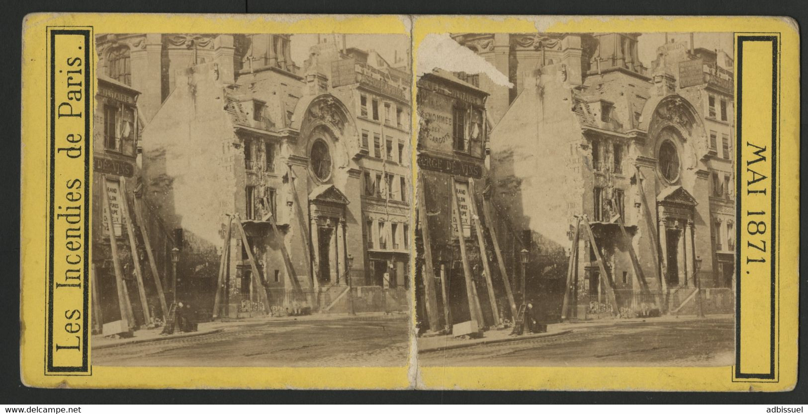 COMMUNE DE PARIS MAI 1871 Les Incendies De Paris, Temple Protestant, Rue St Antoine (voir Description) - Stereo-Photographie