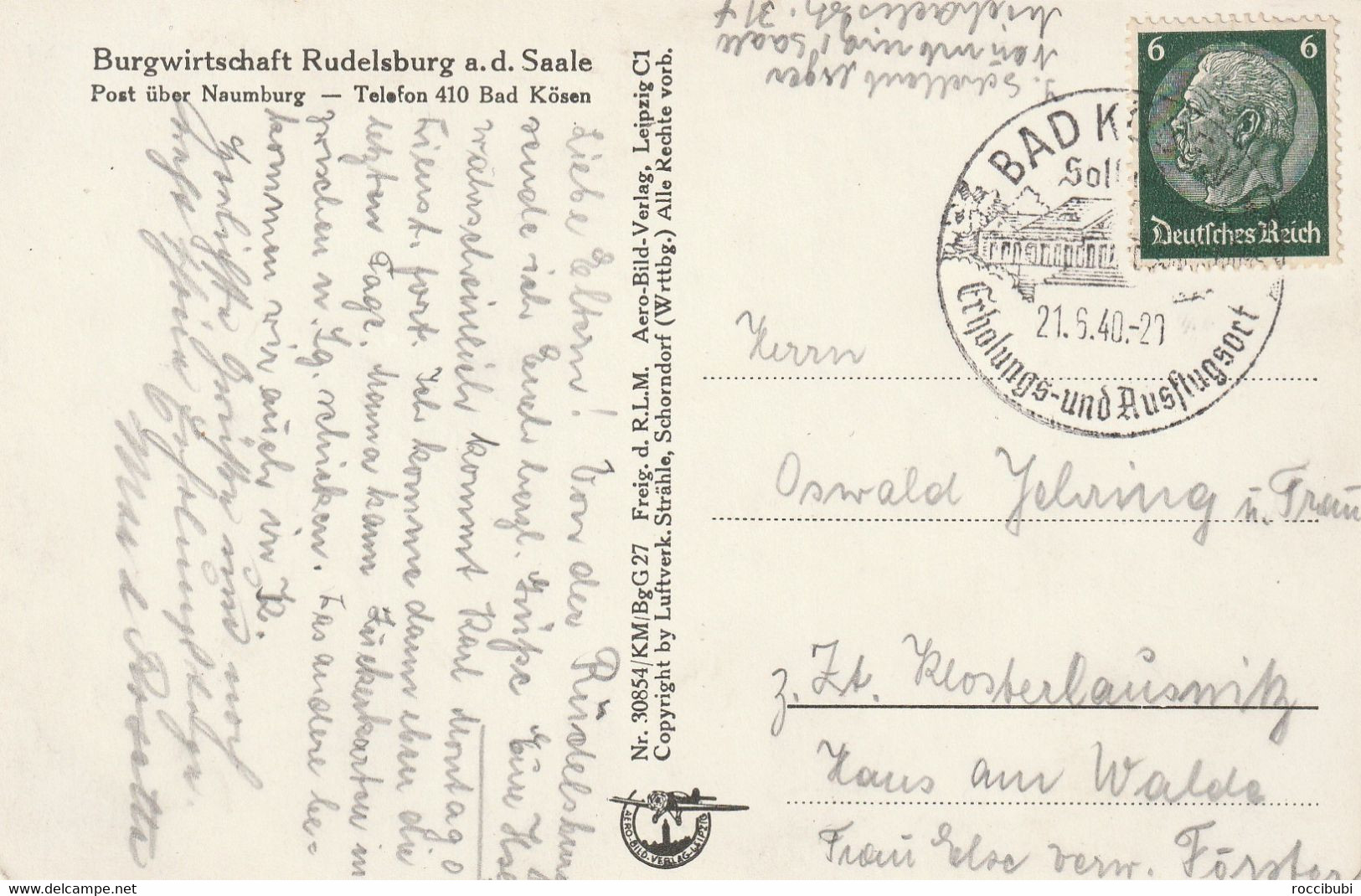 Rudelsburg Und Saaleck, Fliegeraufnahme, Bad Kösen 1940 - Bad Koesen