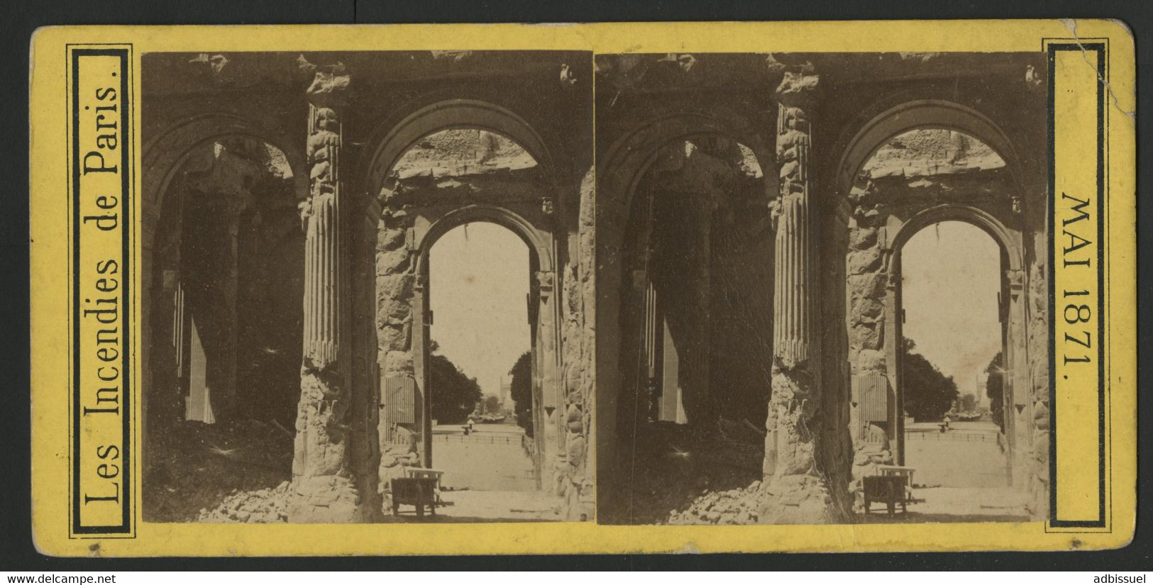 COMMUNE DE PARIS MAI 1871 Les Incendies De Paris, Intérieur Du Palais Des Tuileries Détruit. - Stereoscopic