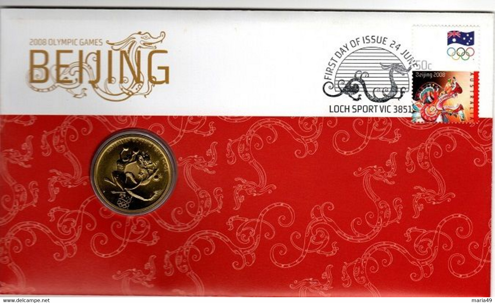 Australia -Postal Numismatic Cover  2008 Beijing Olympics  $ 1.00 Coin, - Otros – Oceanía