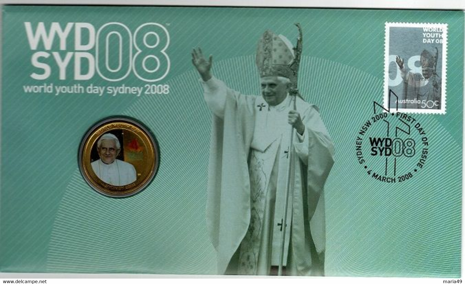 Australia -Postal Numismatic Cover  2008 World Youth Day  $ 1.00 Coin, - Otros – Oceanía