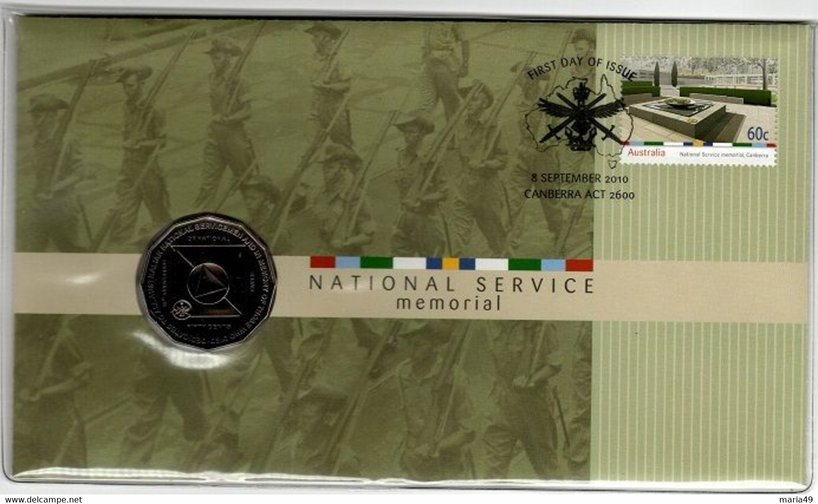 Australia -Postal Numismatic Cover  2010 National Service Memorial  $ 0.50 Coin - Otros – Oceanía