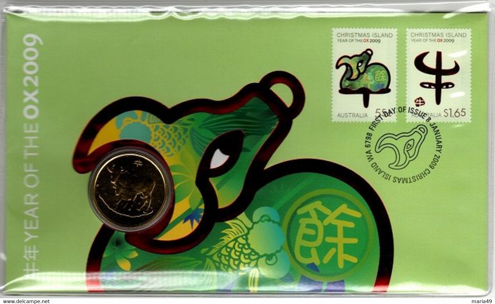 Christmas Island -Postal Numismatic Cover  2009 Year Of The Ox  $ 1.00 Coin - Other - Oceania