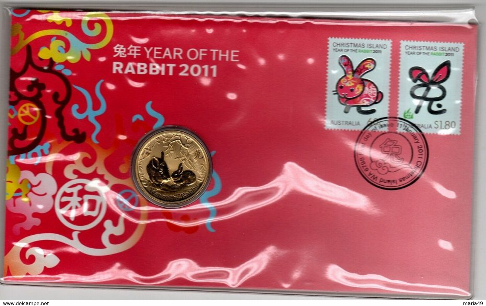 Christmas Island -Postal Numismatic Cover  2011 Year Of The Rabbit.$ 1.00 Coin - Sonstige – Ozeanien