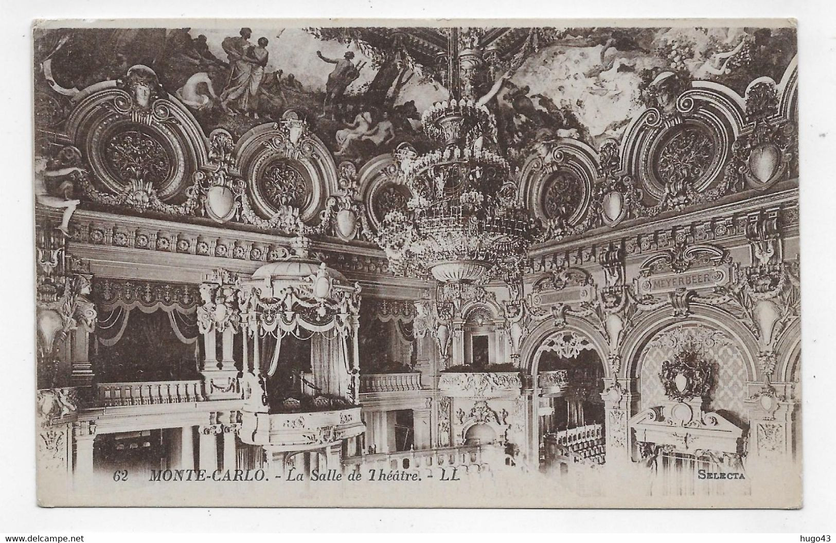 MONTE CARLO EN 1923 - N° 62 - LA SALLE DE THEATRE - CPA VOYAGEE - Opéra & Théâtre