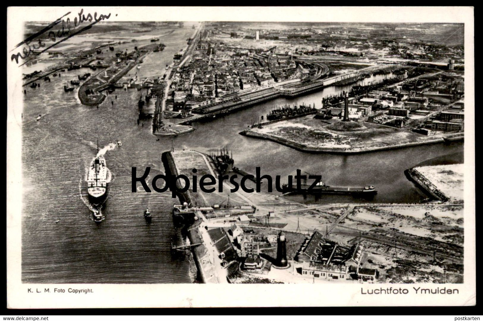 ALTE POSTKARTE YMUIDEN LUCHTFOTO IJMUIDEN VELSEN SCHIFFE DAMPFER SCHIFF FRACHTSCHIFF HAFFEN Ship Harbour Postcard Cpa AK - IJmuiden