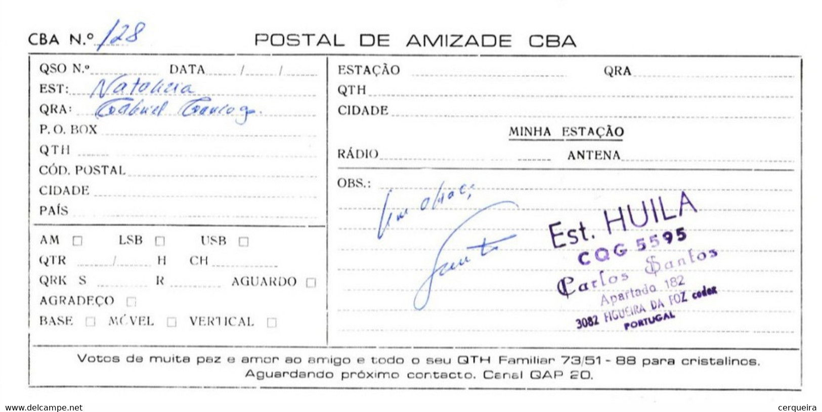 Postal  De Radio -amador-CLUB  CB ALGARVE - Radio