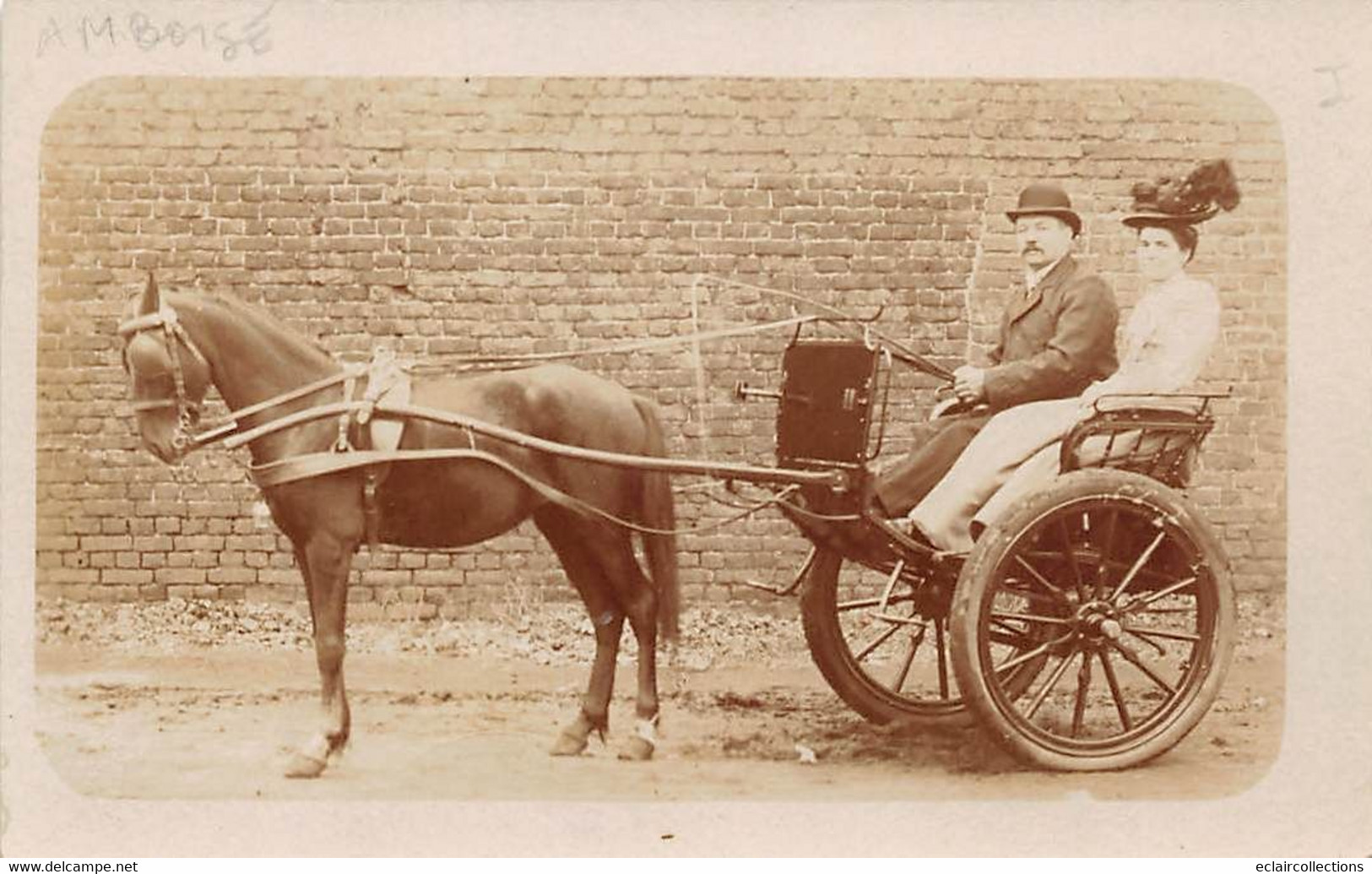 Amboise - Attribué à:     37       Un Couple Dans Une Calèche Hippomobile Attelée - Carte Photo -    (voir Scan) - Amboise