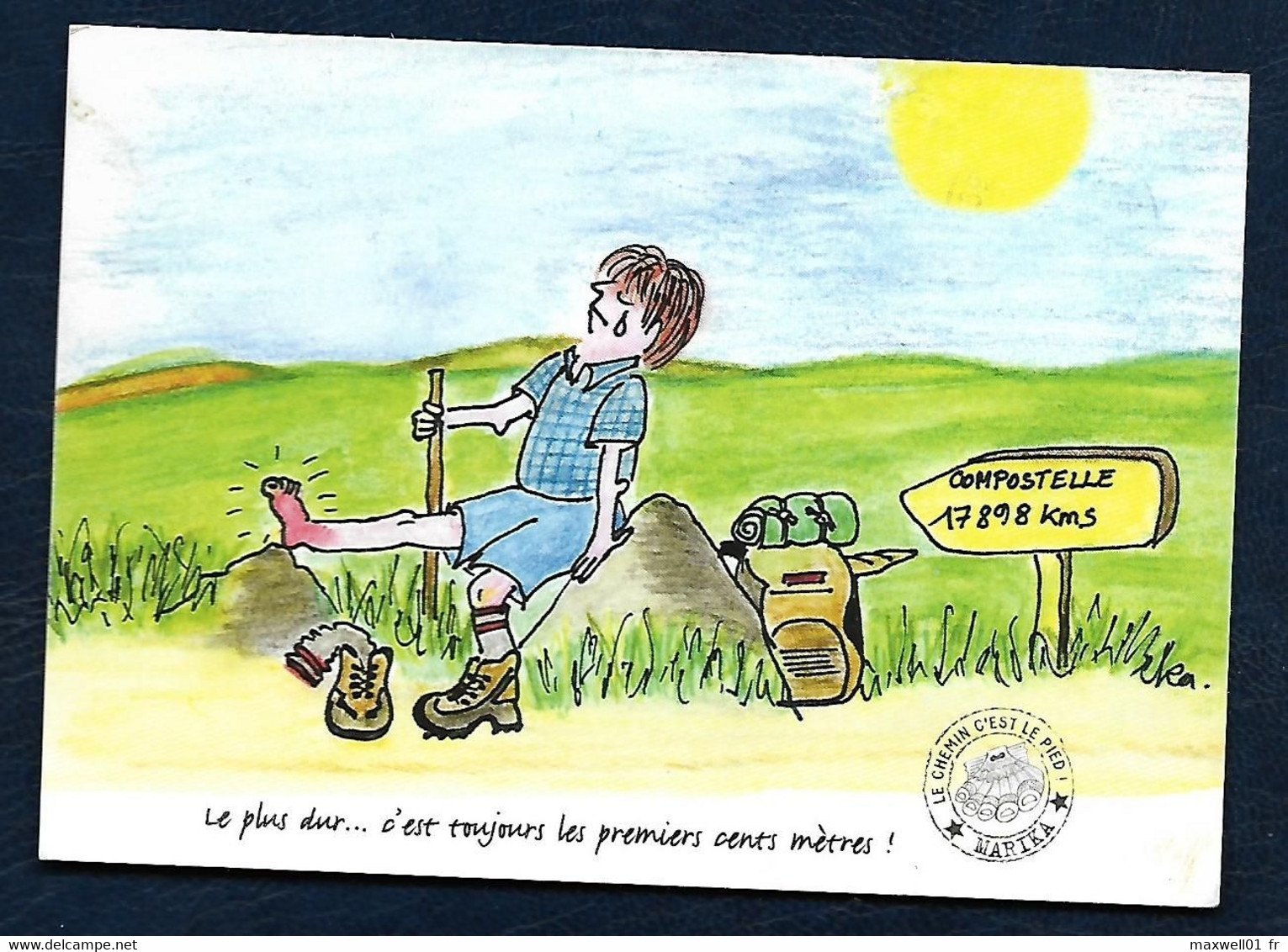 Carte Postale - Dessin - Compostelle - Marika - Humor