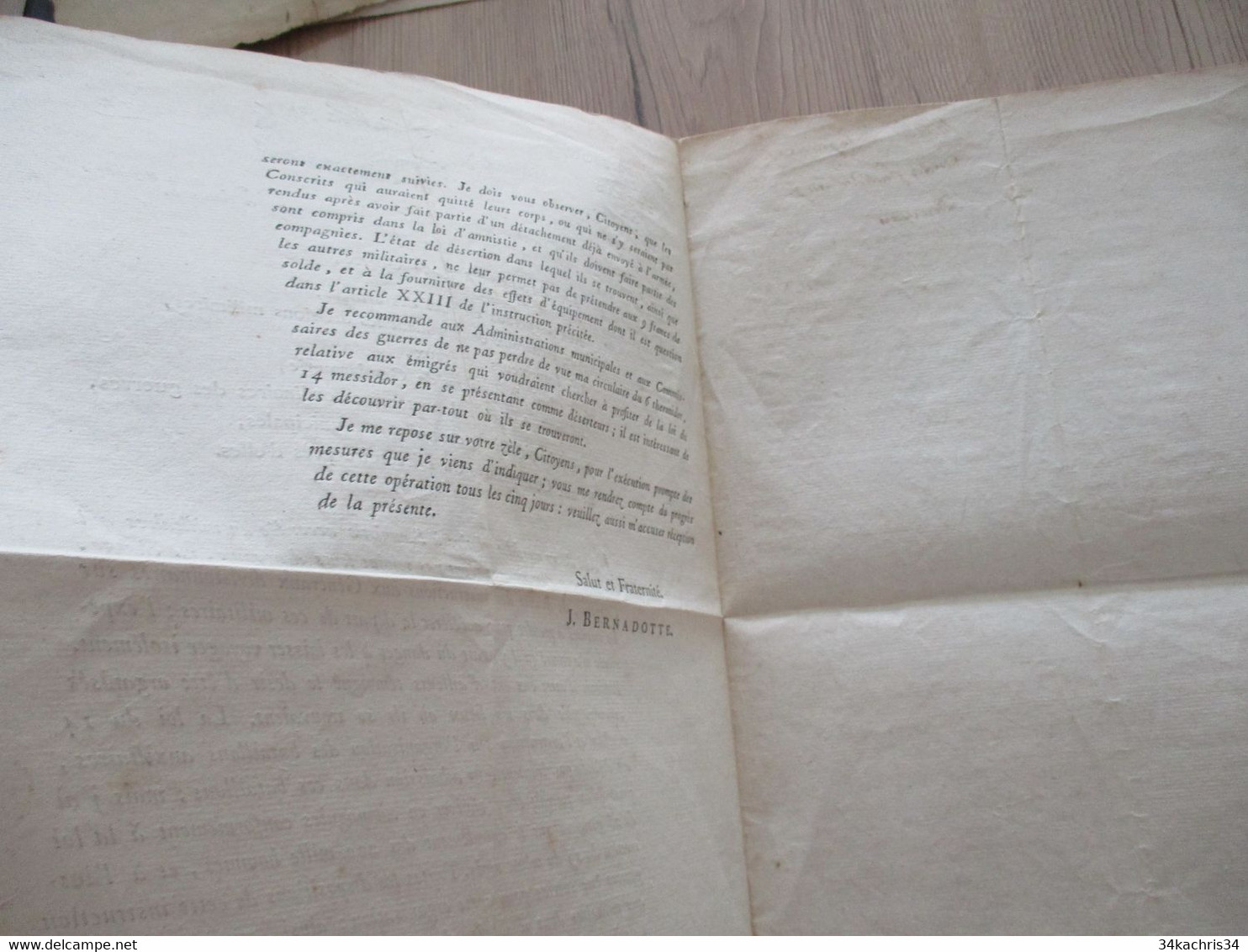 Décret Révolution AN VII S Notes Manuscrites Au Dos Déserteurs Bernadotte - Decrees & Laws
