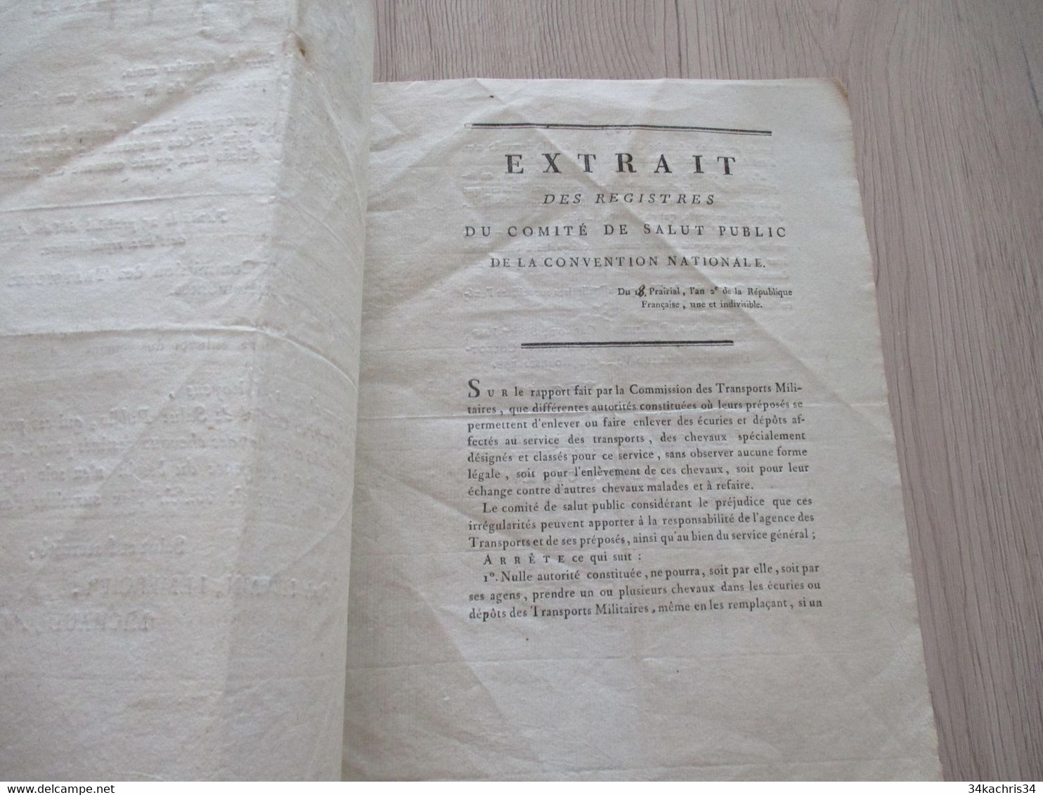 Décret Révolution AN II Transports Militaires Postes Messageries Belle Vignette Michaud Lemercier - Decrees & Laws